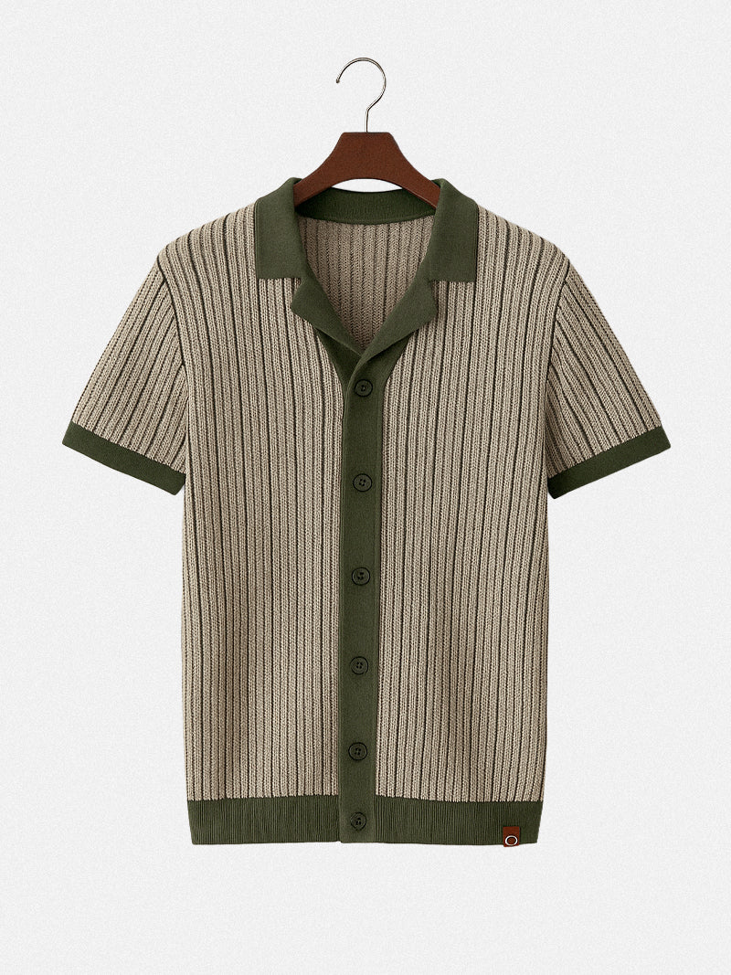 Belmonte Striped Knit Polo Army