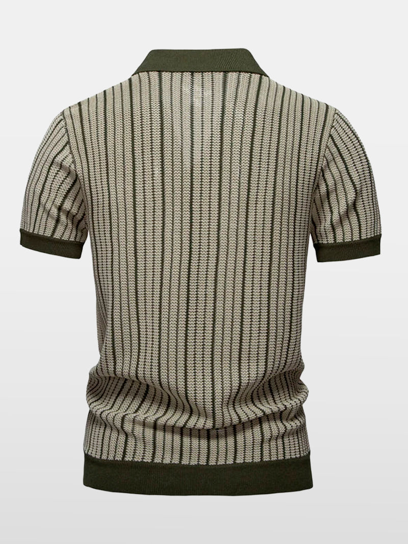 Belmonte Striped Knit Polo Army