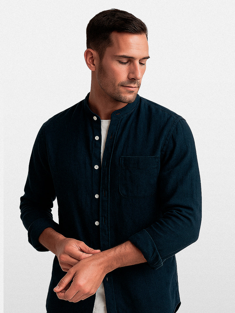 Dark Blue Verne Linen Shirt