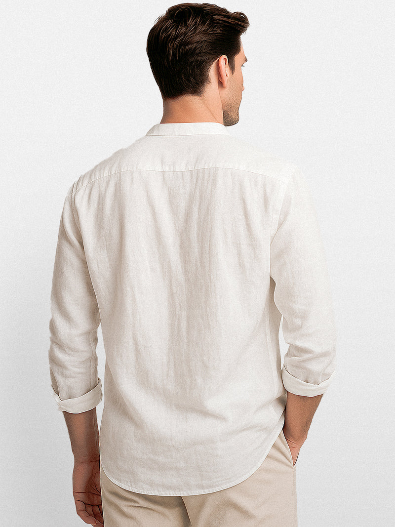 Camel White Linen Shirt