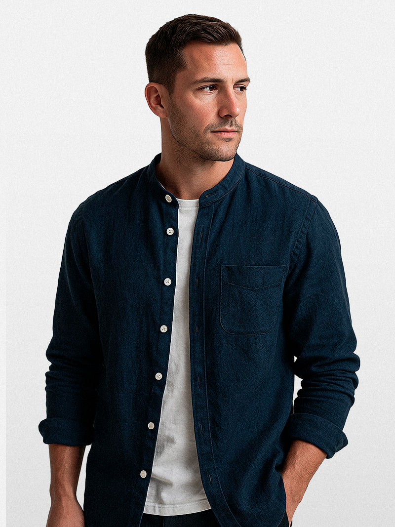 Dark Blue Verne Linen Shirt