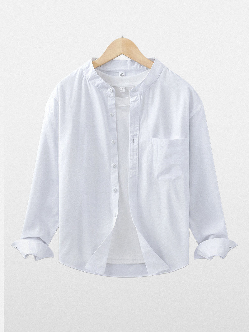 Camel White Linen Shirt