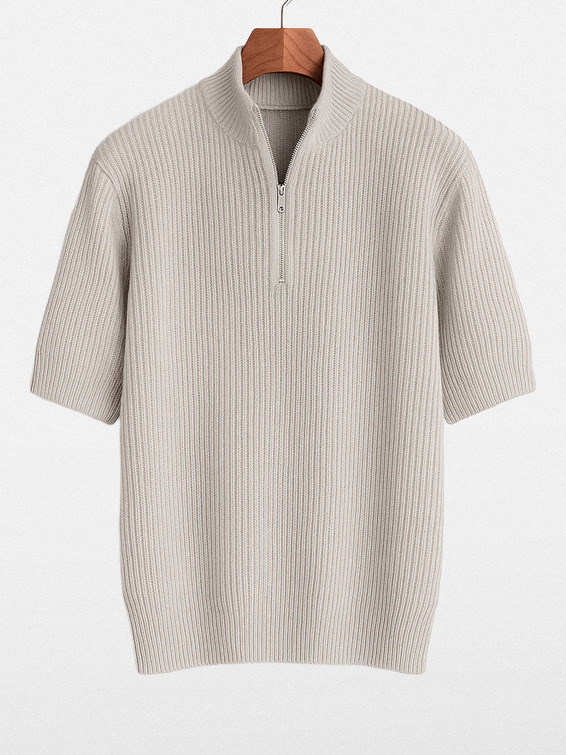 Gray structured pullover sweater with heavyweight knit and clean neckline — mid-season layering piece with refined everyday comfort.